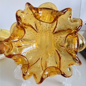 Murano controlled bubbles handblown bowl.